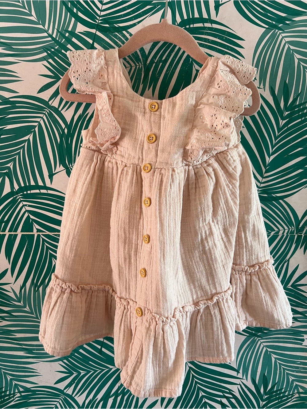 Rachel Ashwell Sweet Blush Ruffle Button-Front Dress 100% cotton 24 M girl
